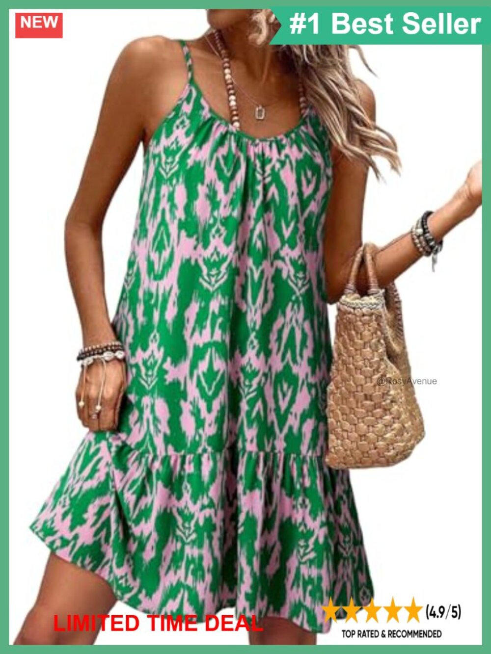 Spaghetti Strap Smocked Flowy Boho Mini Dress